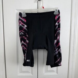 NET NOOYME Womens Cycling Shorts XL Black Pink Gray Tie Dye Padded Bike Athleti